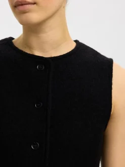 Darla Knit Button Vest, Black, L