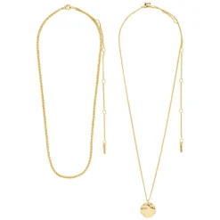 Declan 2-pak Halskæde, Gold Plated, 38+15 cm/42+15 cm