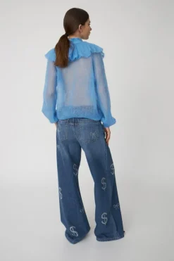 Delicate Knitted Sweater, Clear Blue, L