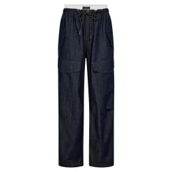 Denim Cargo Pull On Bukser, Dark Denim, L