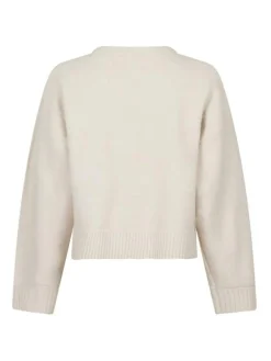 Detri Solid Knit Striktrøje, Ivory, 42