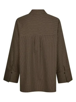 Dita Striped Line Skjorte, Dark Brown, 36