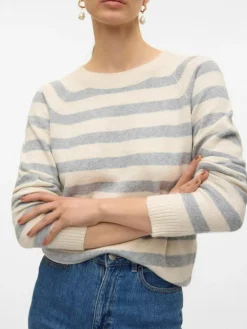 Doffy LS Striktrøje, Birch/Light Grey Melange, M