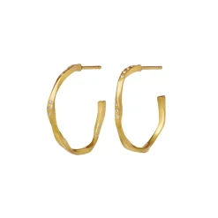 Echo Medium Øreringe, Gold Plated/White Zirkoner