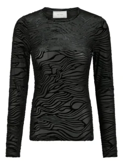 Ella Zebra Burnout Bluse, Black, 36