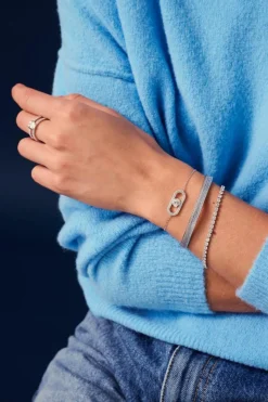 Ellera Grande Armbånd, Sølv/Hvid, 16 cm