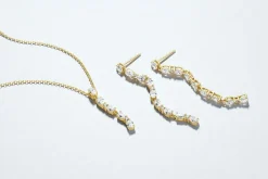 Ellera Ovale Sette Øreringe, Gold Plated