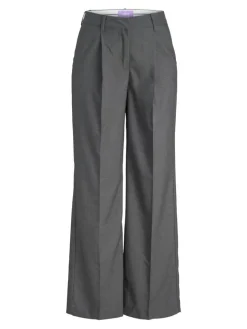 Ellis Wide Højtaljede Bukser, Dark Grey Melange, M/L32