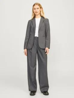 Ellis Wide Højtaljede Bukser, Dark Grey Melange, M/L32