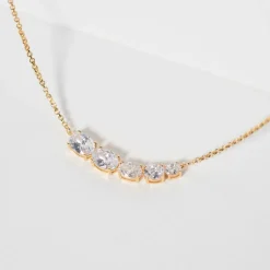 Ellisse Cinque Halskæde, Guld/Hvid, 45 cm