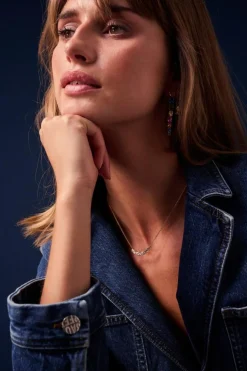 Ellisse Cinque Halskæde, Guld/Hvid, 45 cm