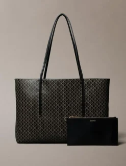 Emblem Tote W/ Pouch, Black AOP, Onesize