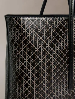 Emblem Tote W/ Pouch, Black AOP, Onesize