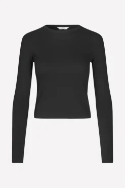 Enally Langærmet Short T-shirt, Black, S