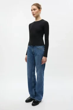 Enally Langærmet Short T-shirt, Black, S