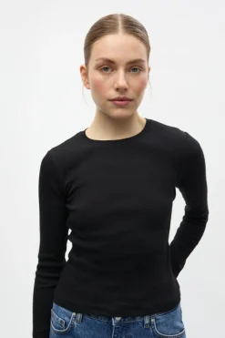 Enally Langærmet Short T-shirt, Black, S