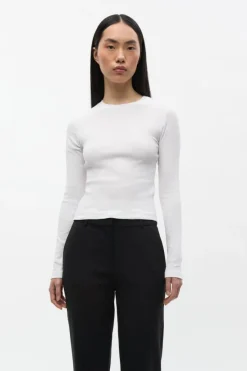 Enally Langærmet Short T-shirt, White, M