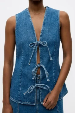 Enatenna Denim Vest, Worn Dark Blue, 34