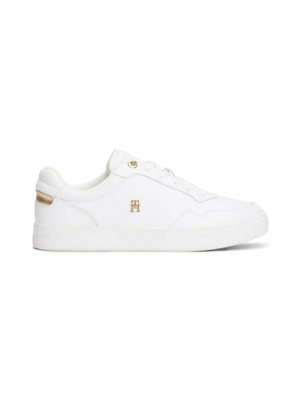 Essential Court Sneakers, White/Gold, 36