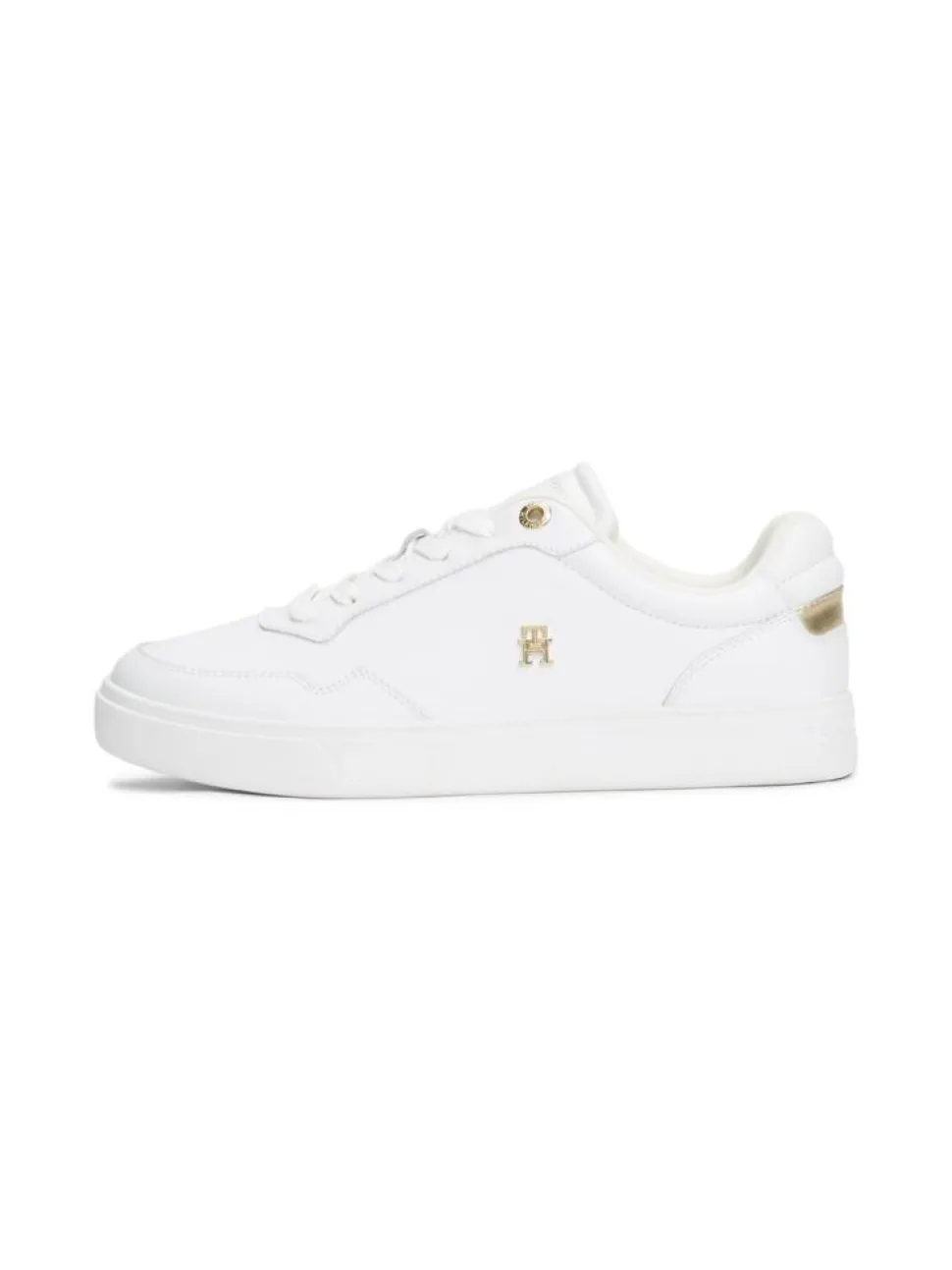 Essential Court Sneakers, White/Gold, 36
