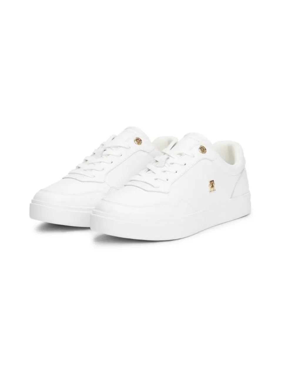 Essential Court Sneakers, White/Gold, 36