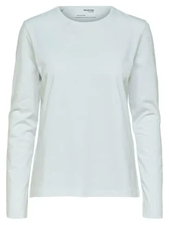Essential Langærmet T-shirt, Bright White, L