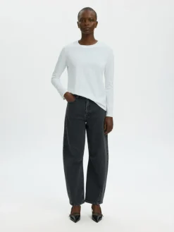 Essential Langærmet T-shirt, Bright White, L