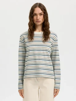 Essential Striped Boxy T-shirt, Cashmere Blue, M