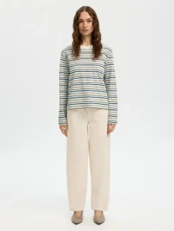Essential Striped Boxy T-shirt, Cashmere Blue, M