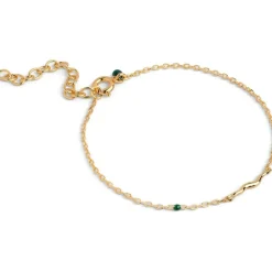 Etta Armbånd, Gold Plated/Petrol Green, 15+4 cm