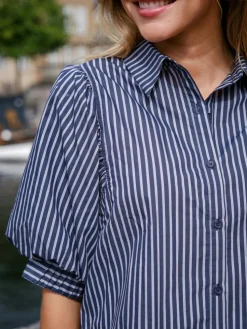 Etta Stripe Skjorte, Navy, 40