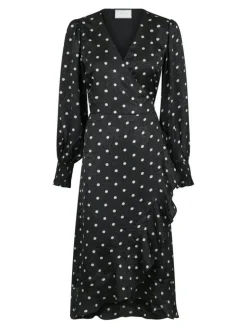 Eva Retro Dot Kjole, Black, 34