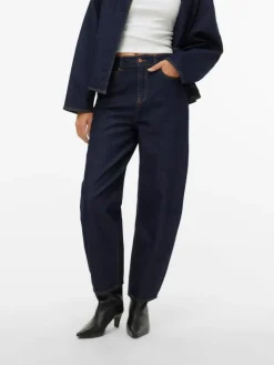 Eveline Barrel Jeans, Dark Blue Denim, W33/L32