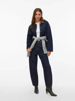 Eveline Barrel Jeans, Dark Blue Denim, W33/L32