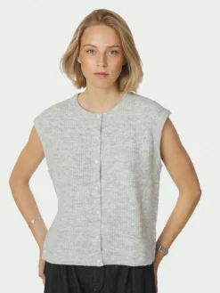 Everest Knit Vest, Light Grey Melange, 40