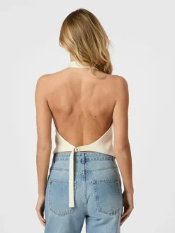 Ezza Structure Halterneck Vest, Off White, 40