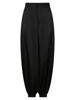 Fayla Drapy Satin Balloon Bukser, Black, 38