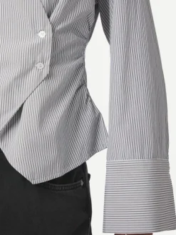 Fenli Striped Skjorte, Grey, 38