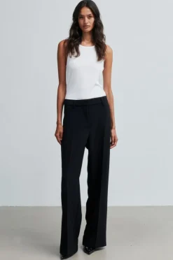 Fique Straight Bukser, Black, XL