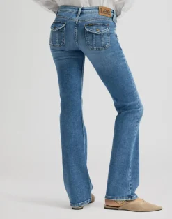 Flap Pocket Jessica Bootcut Jeans, Lapis Blue, W31/L31