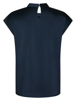 Fleur Drapy Satin Bluse, Navy, 40