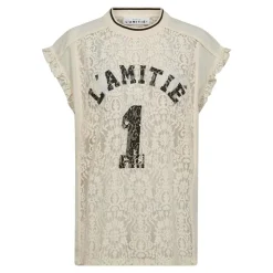 Football Lace Frill Top, Pearl, L