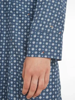 Foulard Fit & Flare Knee Kjole, Heritage Foulard/Fossil Blue, 34