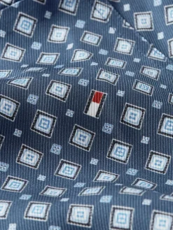 Foulard Fit & Flare Knee Kjole, Heritage Foulard/Fossil Blue, 34