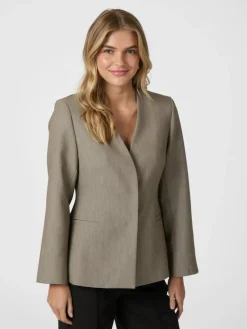 Frillis Fitted Blazer, Dark Sand, 42