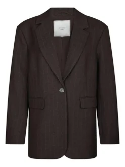 Gaby Pinstripe Blazer, Dark Brown, 38
