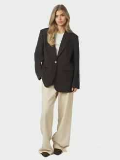 Gaby Pinstripe Blazer, Dark Brown, 38