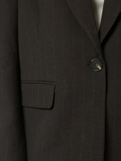 Gaby Pinstripe Blazer, Dark Brown, 38
