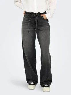 Gianna Straight Jeans, Washed Black, W29/L34