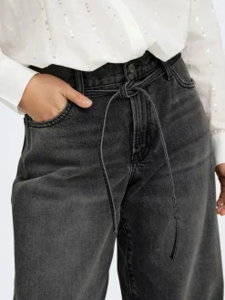 Gianna Straight Jeans, Washed Black, W29/L34